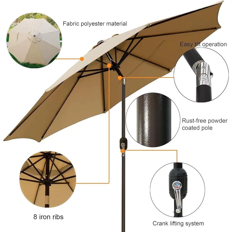 9' Outdoor Patio Umbrella, Outdoor Table Umbrella, Yard Umbrella, Market Umbrella