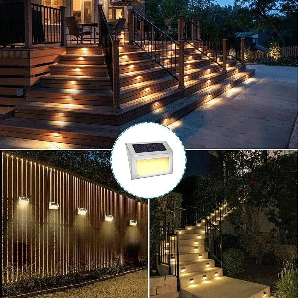 Lightess Solar Lights for Steps Deck Solar Stair Light Outdoor Waterproof Stainless Steel LED