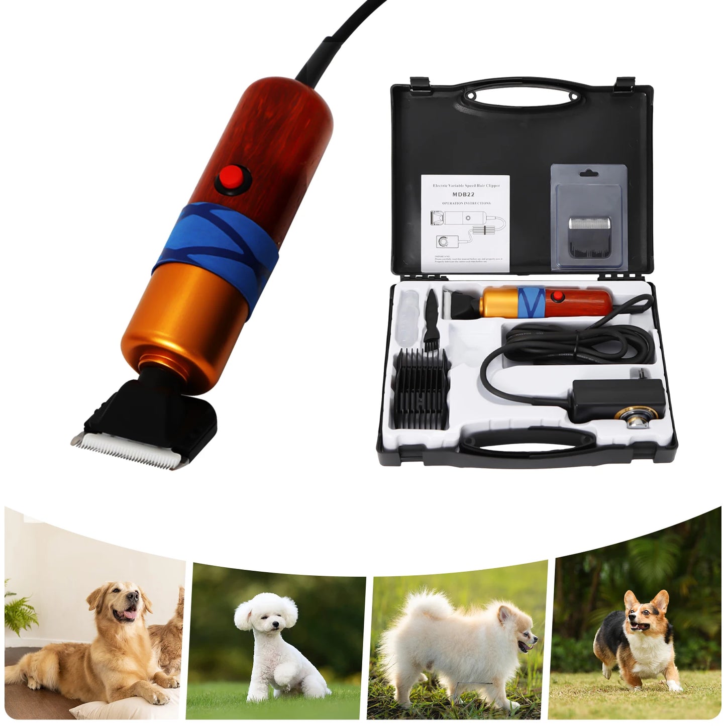 Pet Hair Clipper Low Noise High-efficiency Professional Electric Variable Speed Hair Shearing For Sheep Dogs Cats Pet