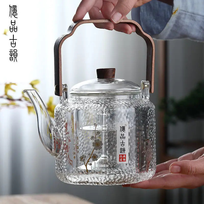 Steamable Teapot Household Glass Tea Maker High Temperature Resistant Steaming and Boiling