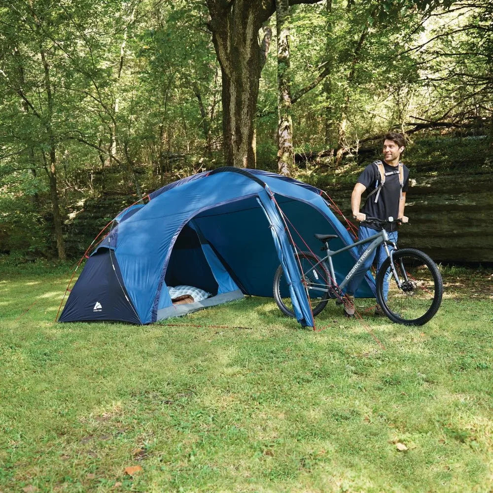 Ozark Trail 2-Person Tent With Oversized Vestibule Nature Hike Blue Camping Tent Travel