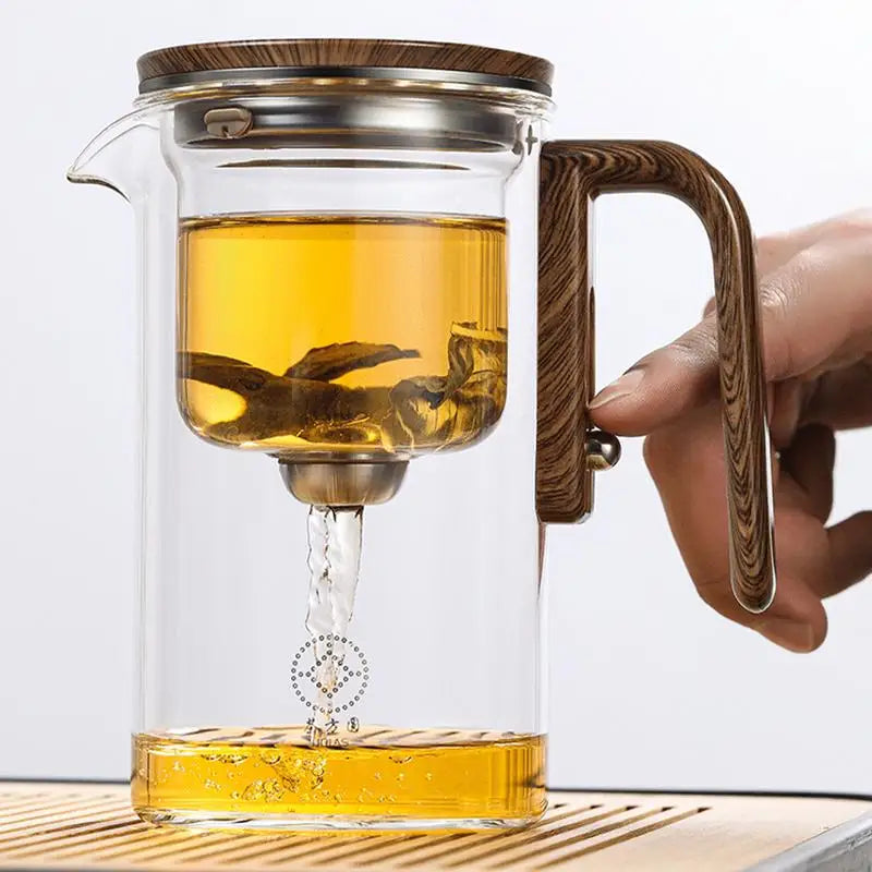 Glass Teapot with Infuser Wooden Handle Teapot for Loose Tea Carefully Designed Spout