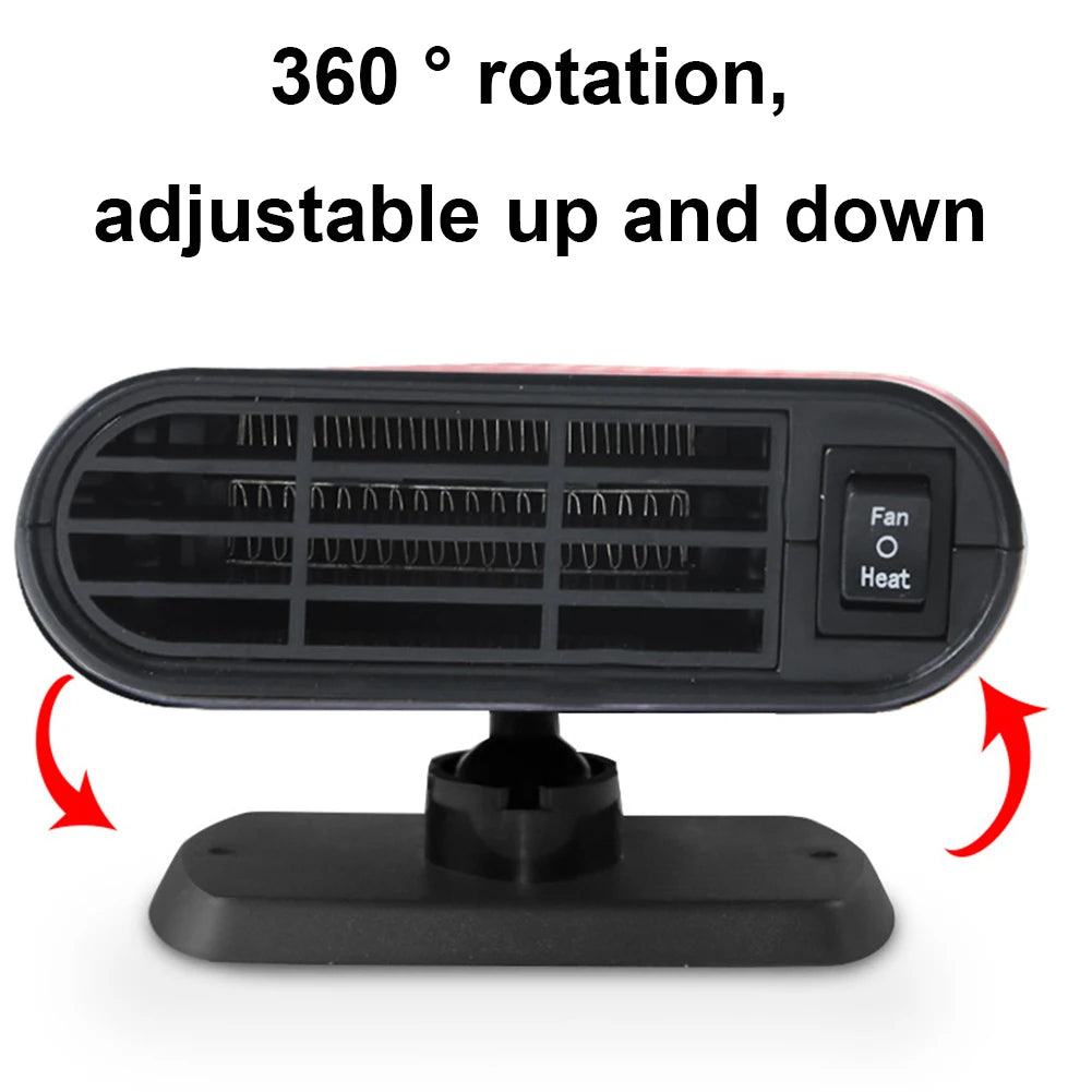 12/24V Portable Car Heater 360 Rotating Defrosting Car Electric Heater Fan Auto Windshield Defroster