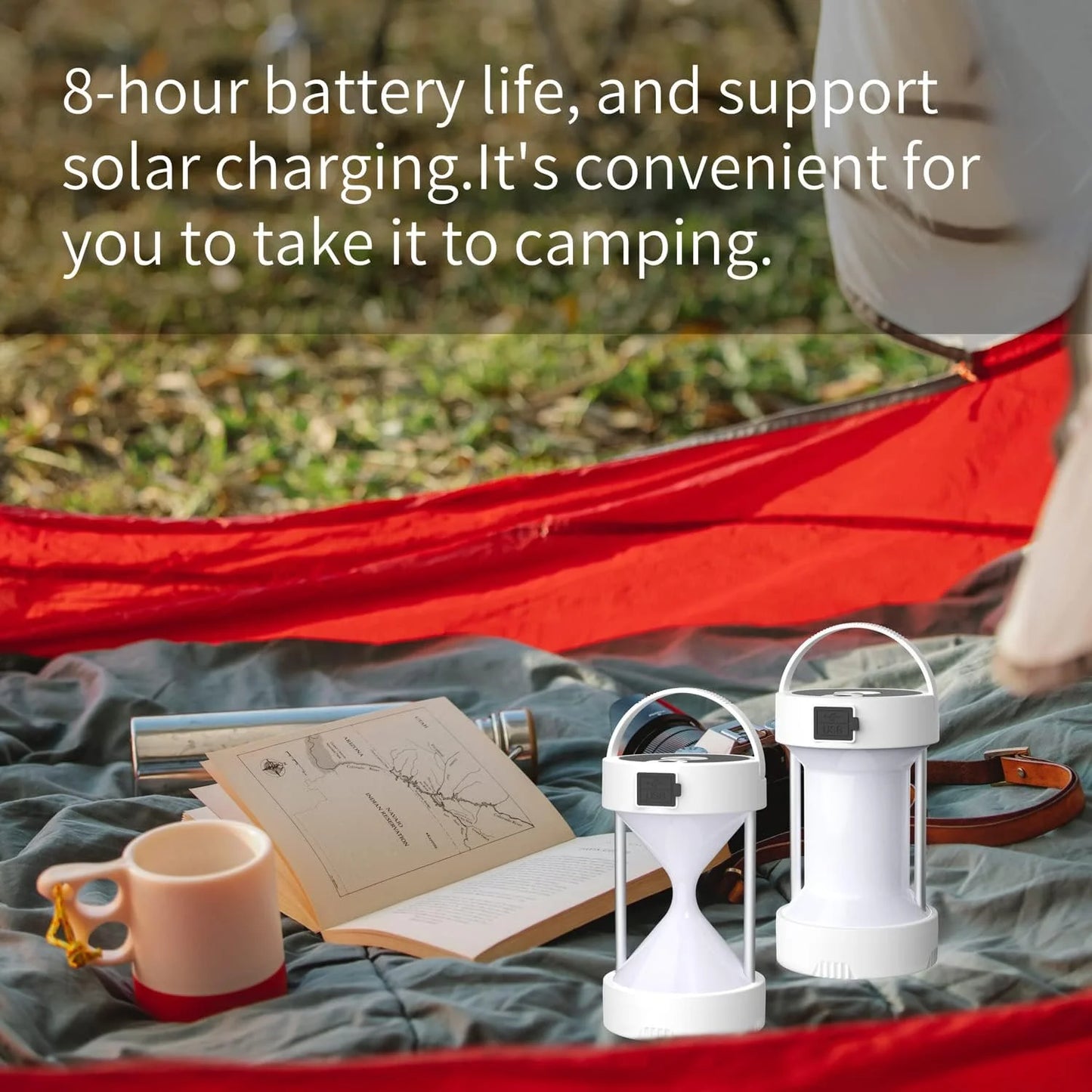 Solar Camping Lantern Rechargeable USB,COB LED Lantern Flashlight 2 Power Supply Modes Survival