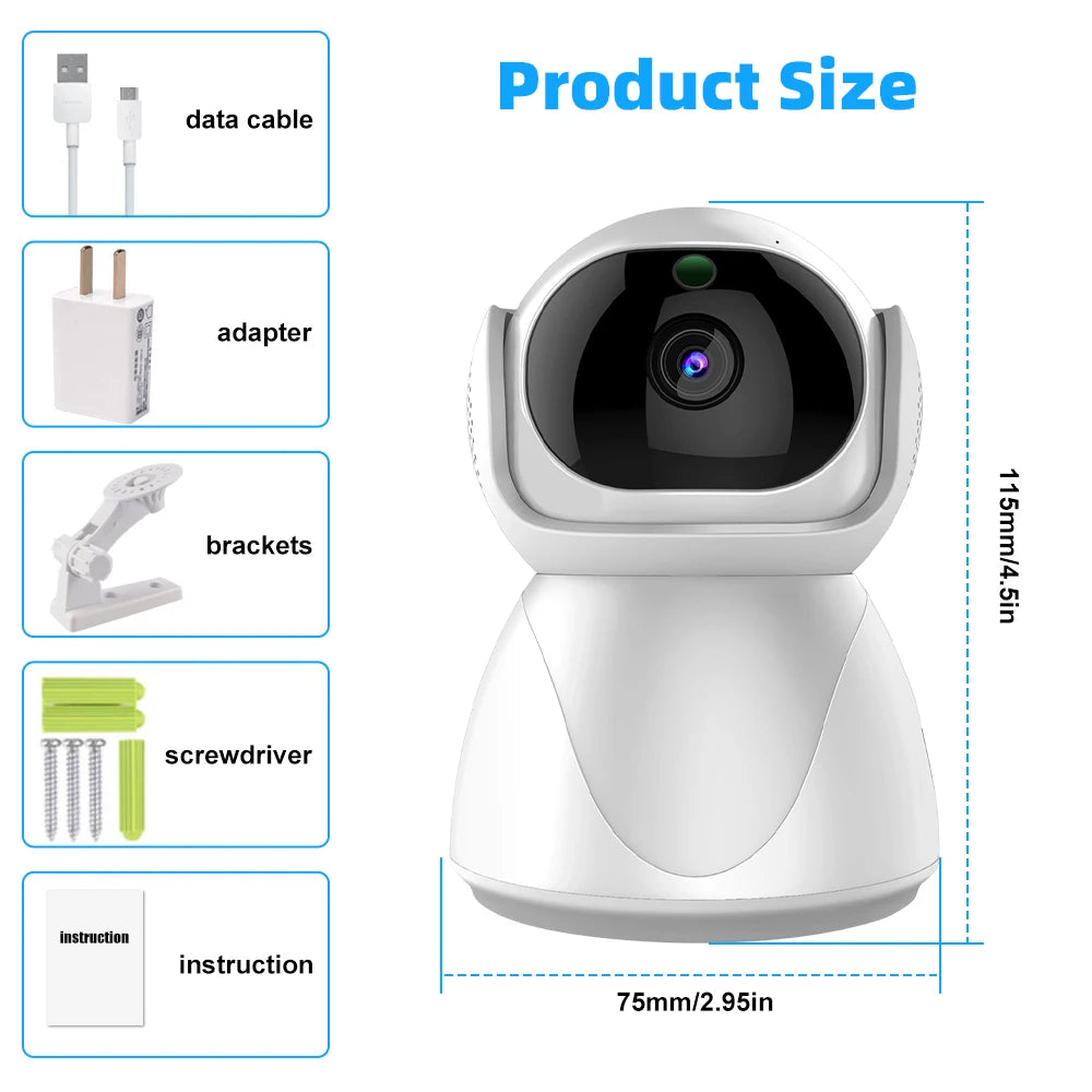 5G Indoor Wifi Camera HD 360° dual-frequency Surveillance Security Camera Night Vision Auto Tracking