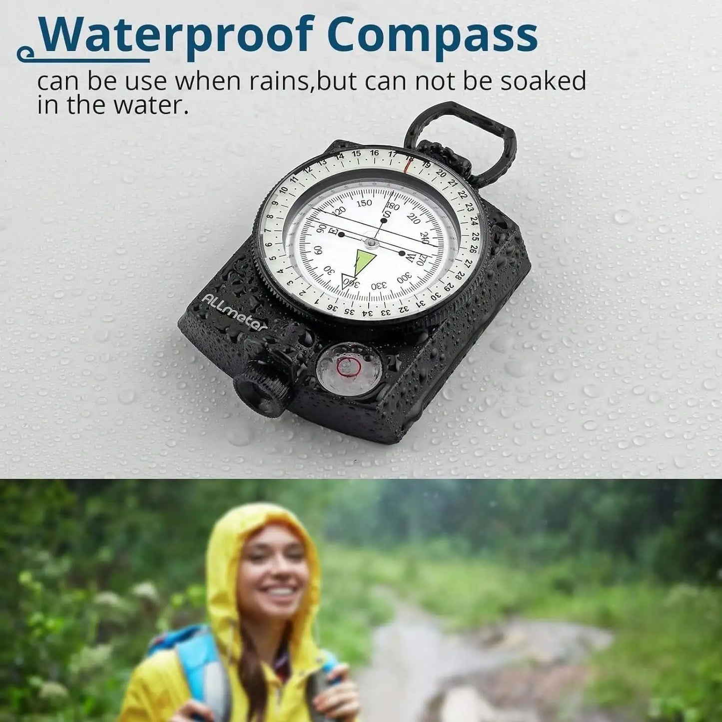 Compass Multifunction Waterproof Military Outdoor Handheld  Metal Sighting with Bubble Level