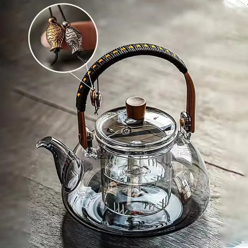 Steamable Teapot Household Glass Tea Maker High Temperature Resistant Steaming and Boiling