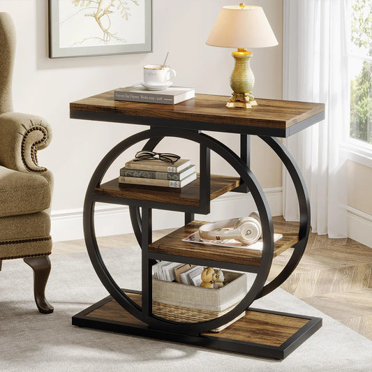 Tribesigns End Table for Living Room, 4-Tier Narrow Side Table with Storage Shelves