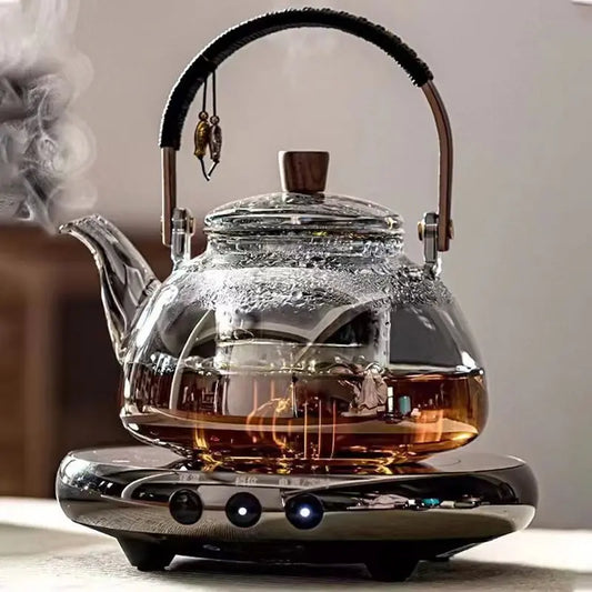 Steamable Teapot Household Glass Tea Maker High Temperature Resistant Steaming and Boiling