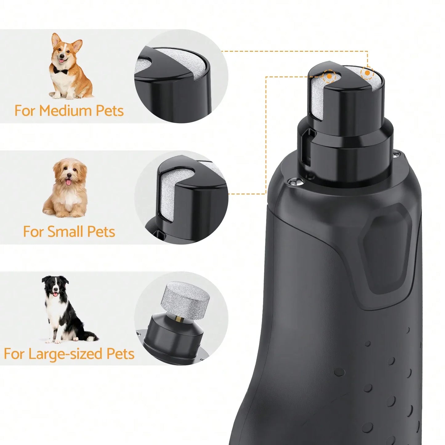 Pet Dog Nail Grinders Quiet 6 Speed USB Rechargeable Electric Dog Nail Trimmer with 2 LED Lights