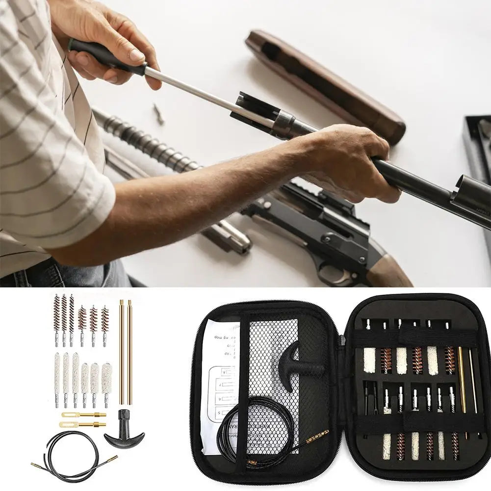 19pcs/Set Gun Barrel Cleaning Kit Pistol Handguns Rod Cleaner Brush Tools for 11/29/9mm 10/45