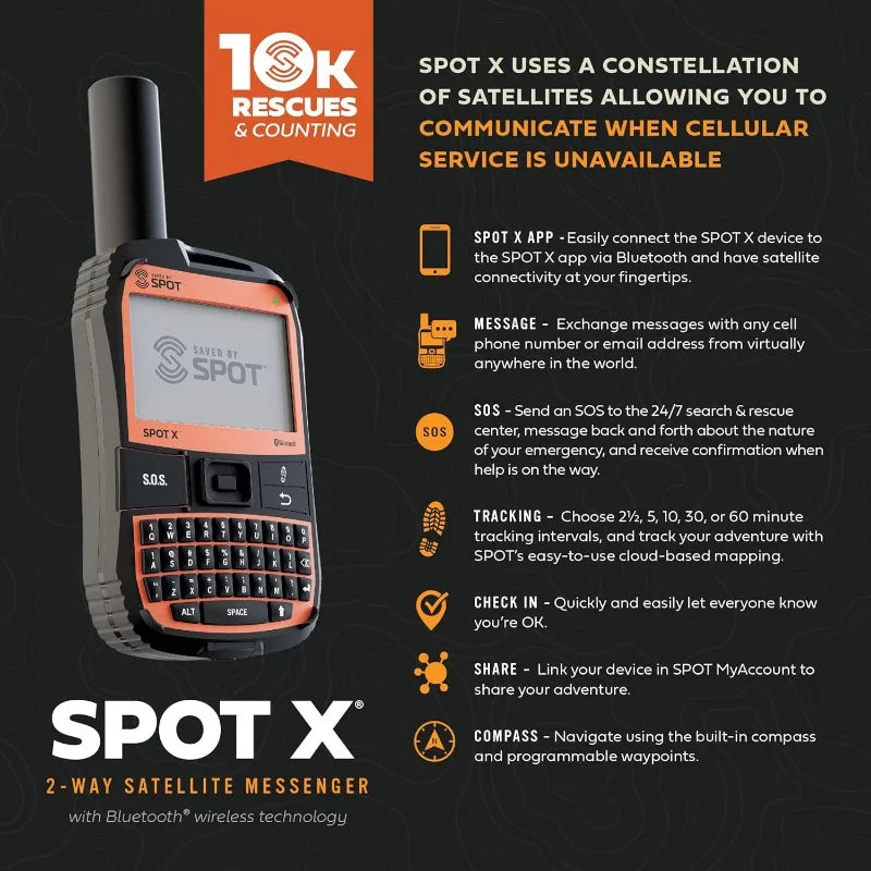 Bluetooth 2-Way Satellite Messenger | SOS Protection | Handheld Portable 2-Way GPS Messenger