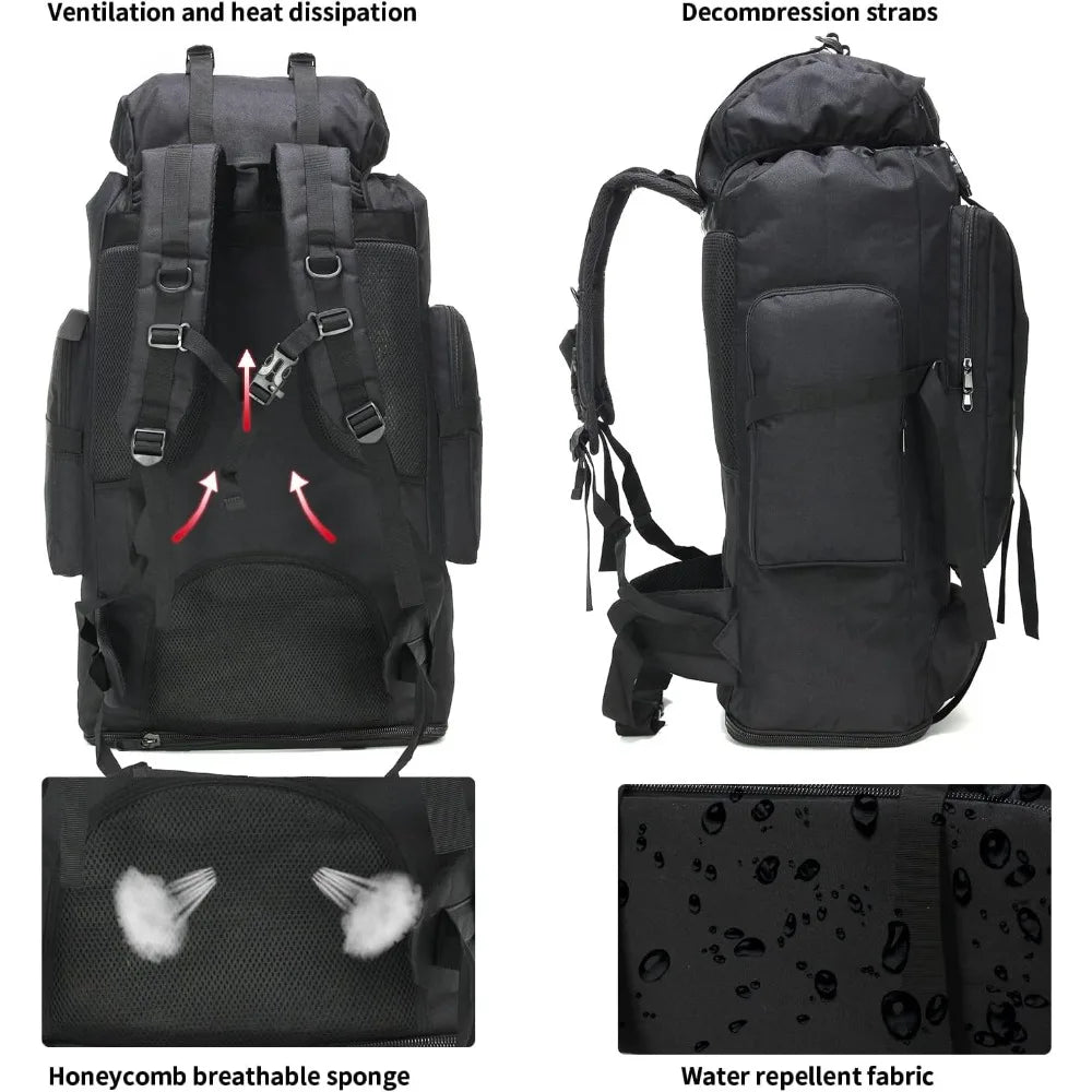 Hiking Backpack for Men 70L/100L, Camping Backpack Military Rucksack  3 Days Assault Pack