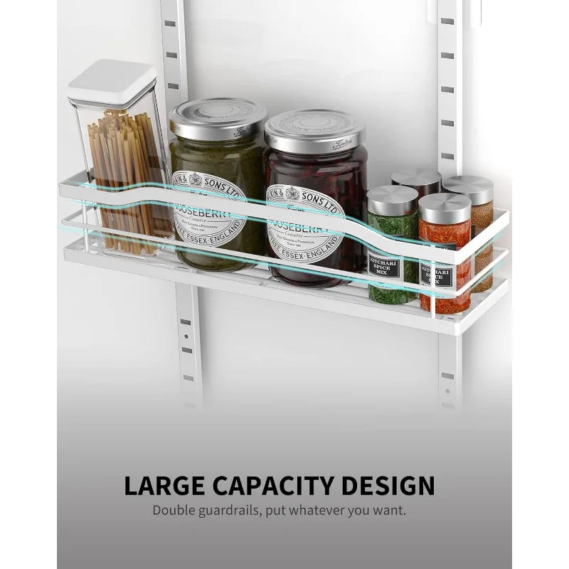 Over The Door Pantry Organizer,Pantry Organization And Storage,Metal Hanging Spice Rack Shelves Door