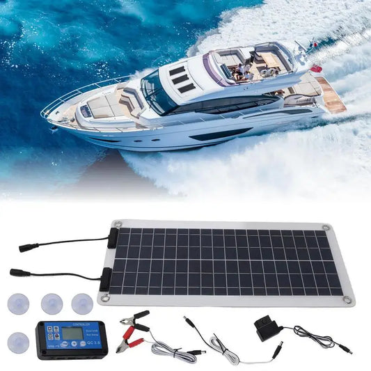 Solar Trickle Charger 100W Waterproof Trickle Charger Solar Battery Maintainer Dual Output 12V-24V