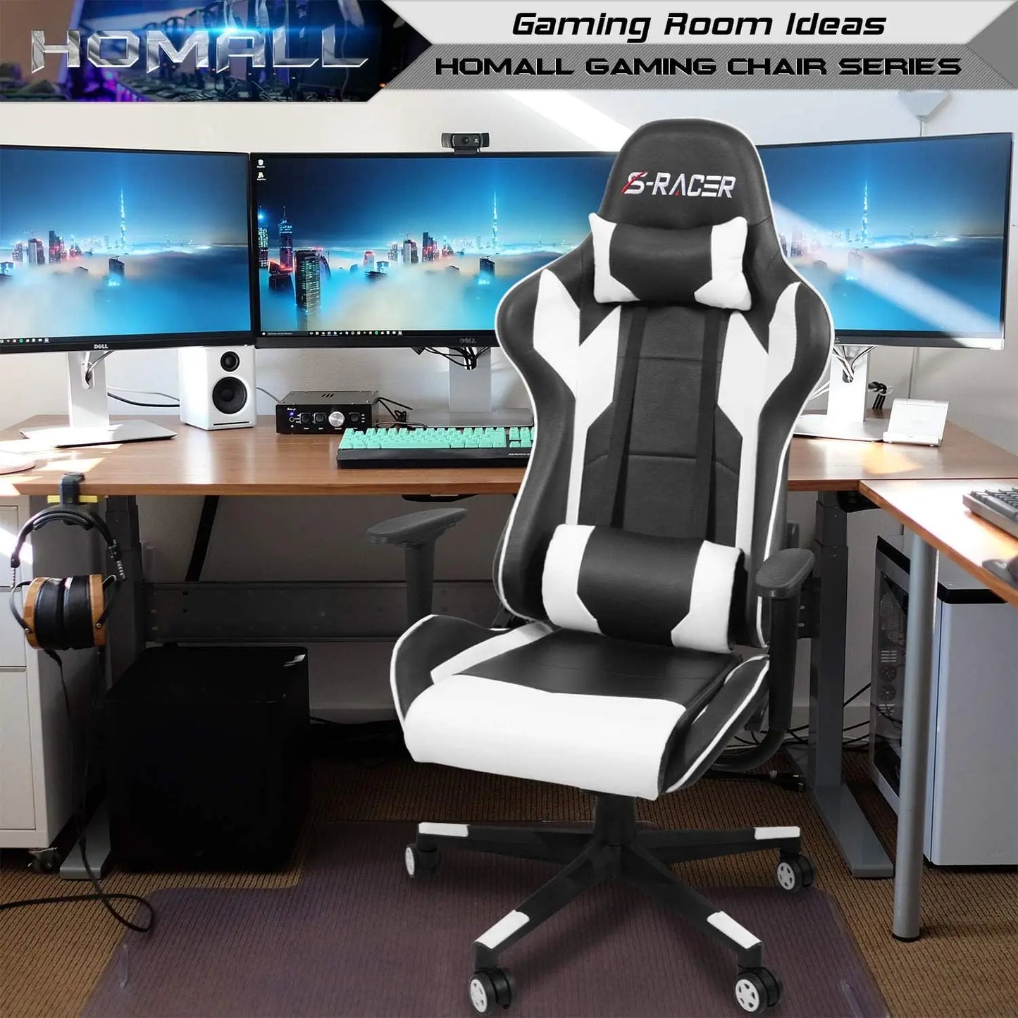 Gaming Chair, Office Chair High Back Computer Leather Desk Chair Racing Executive Ergonomic