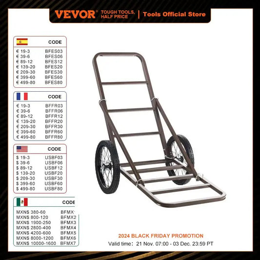 VEVOR Deer Cart 300 LBS Capacity Folding Game Cart HeavyDuty Cart Accessories Utility Gear Dolly