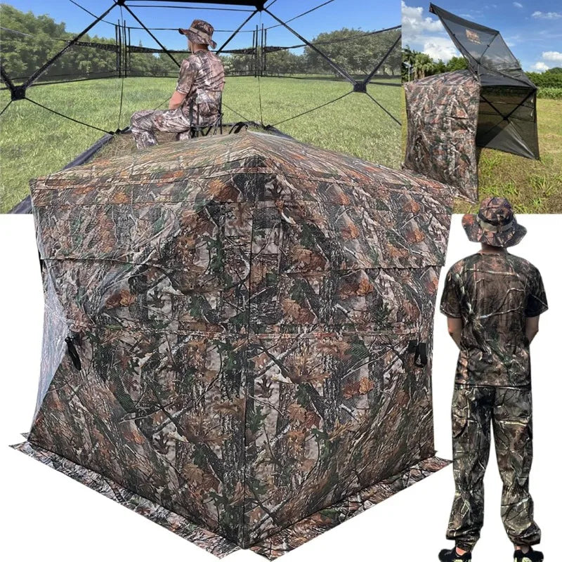 360 Degree See Through Hunting Blind 2/3/4 Person Ground Camouflage Pop Up Hunting Blind