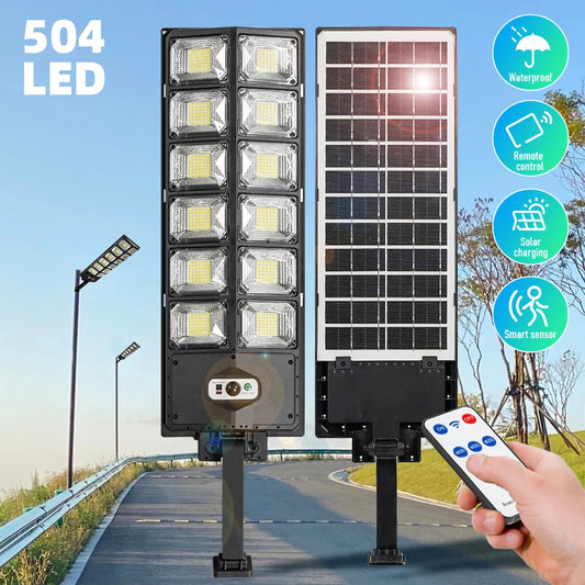 504 LED Powerful Solar Lights Outdoor Motion Sensor External Waterproof Street Light